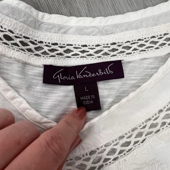Gloria Vanderbilt White Large Top Shirt - Picture 2 of 4